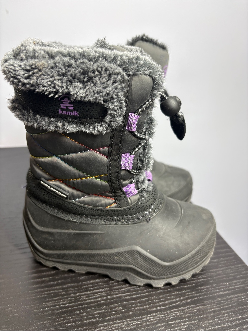 Kamik Black and Purple Kids Winter Boots